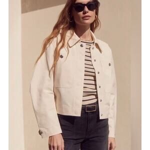 EUC AYR The Very Thing Neutral White Italian Cotton Canvas Cropped Jacket Sz XS